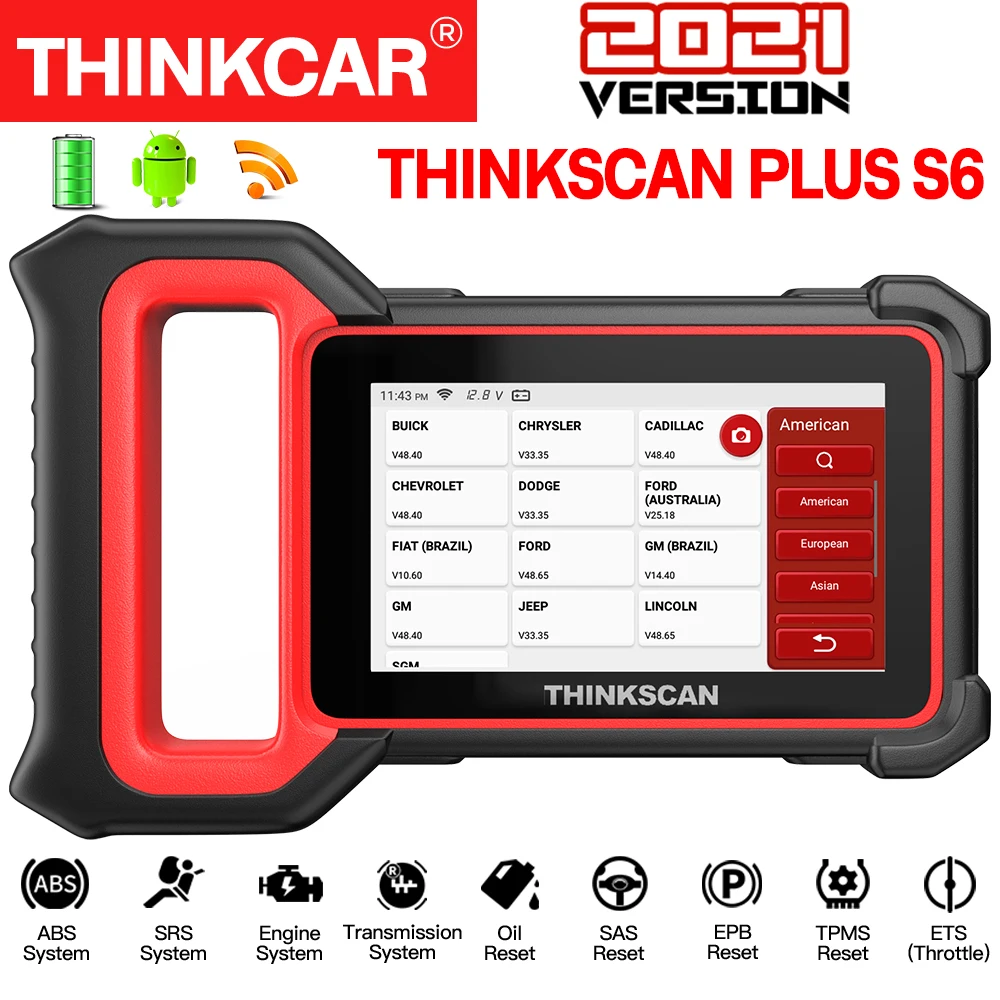 Thinkcar Thinkscan Plus S6 OBD2 Automotive Tools 4 System Diagnosis 5 Reset Professional Automotive Scanner PK CRP129E