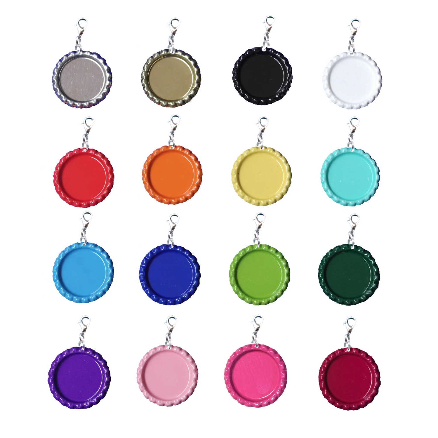 50 pcs Mixed colors Metal Flattened Bottle Cap Beer Bottle caps With Lobster Clasps For DIY Zipper Pulls 12 Colors can be choose