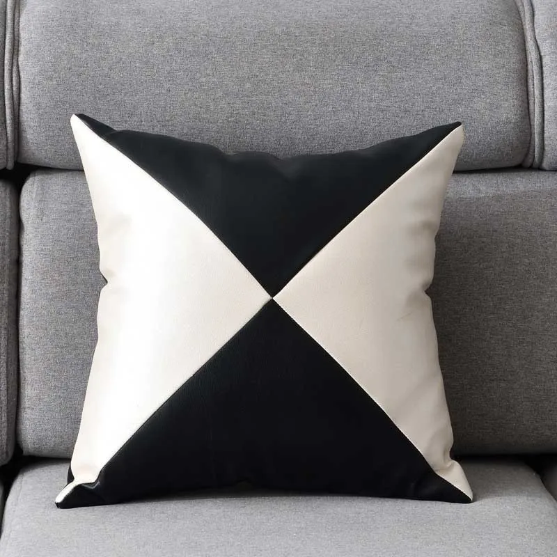 1pc PU skóra kontrastowe szwy wkładka poduszka Sofa Settee fotel poduszka Home Decor poduszki wypełniające 45x45cm