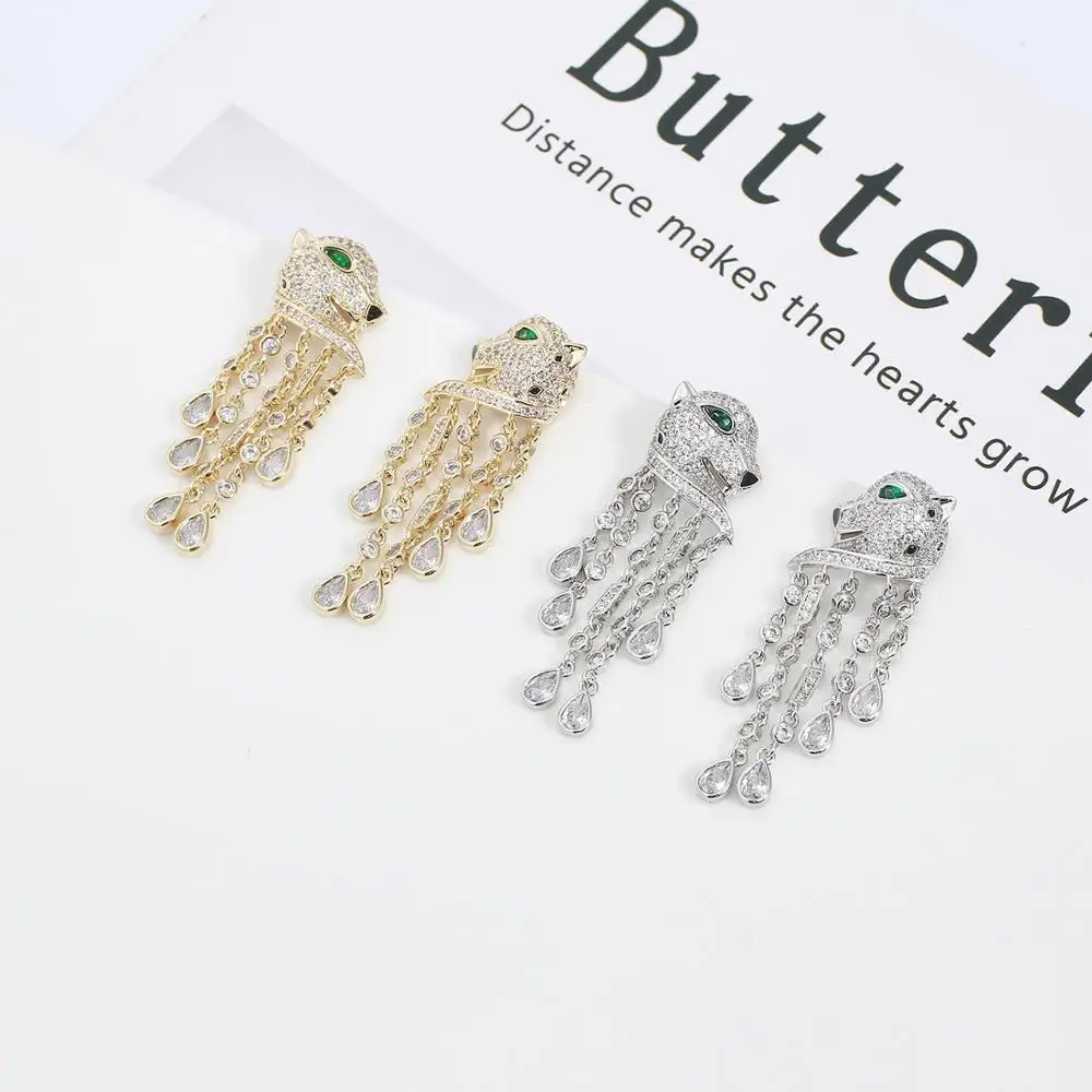 Cubic Zircon Leopard Earrings for Wedding, Crystals Leopard Earring for Women Girl Party Jewelry CE10888 Birthday Gift