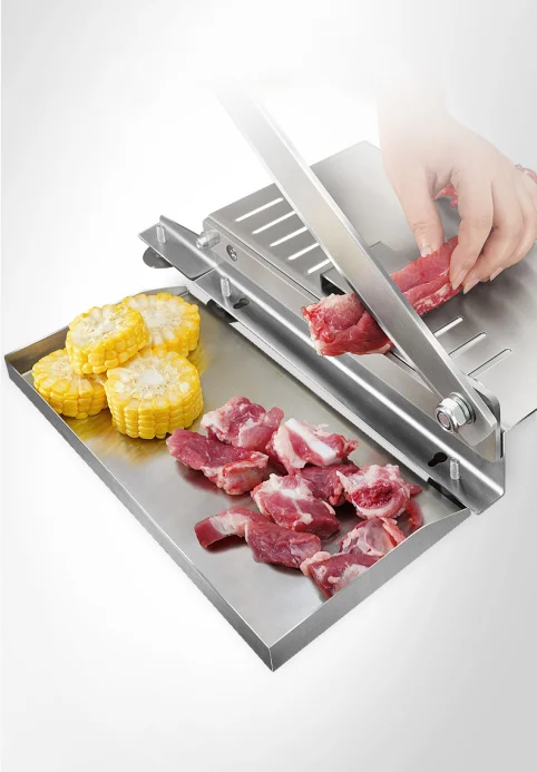 Manual Ribs Meat Chopper Slicer 13.5 inch Double Knife Stainless Steel Ribs Bone Cutter Cutting Machine Bone Cutter Saw Cleaver