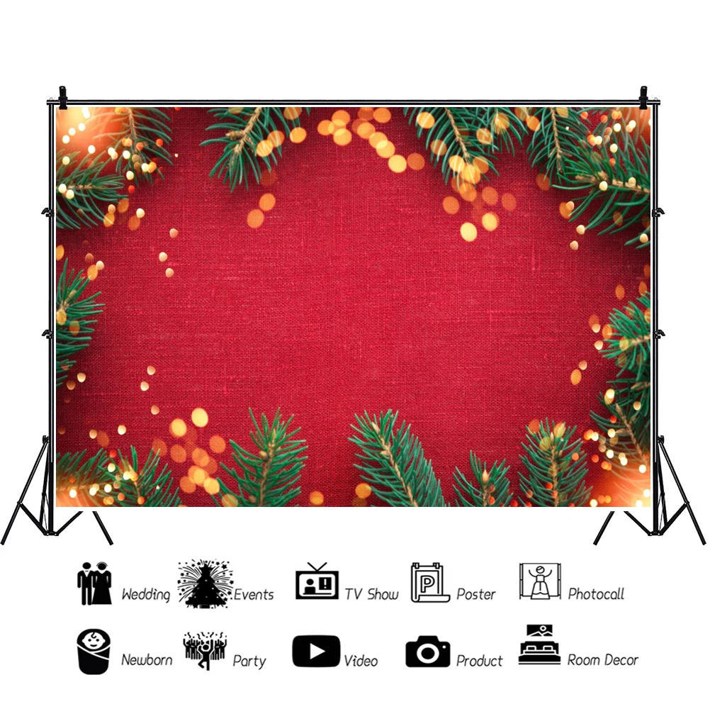 Laeacco คริสต์มาสฉากหลังถ่ายภาพแสง Bokeh สาขาสีแดงวันเกิดการถ่ายภาพภาพพื้นหลังสำหรับ Photo Studio