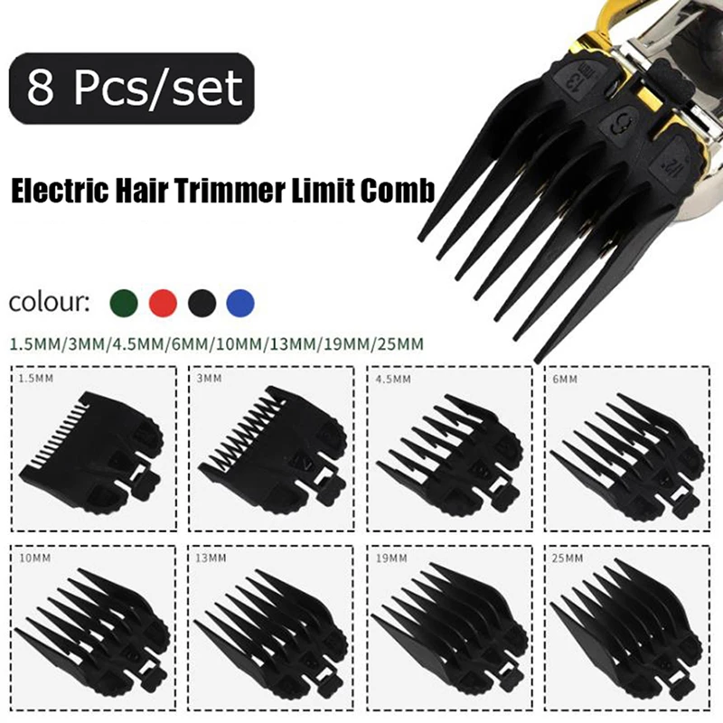 8Pcs Universal Hair Clipper Cutting Limit Comb Guide Attachment Replacement Tool