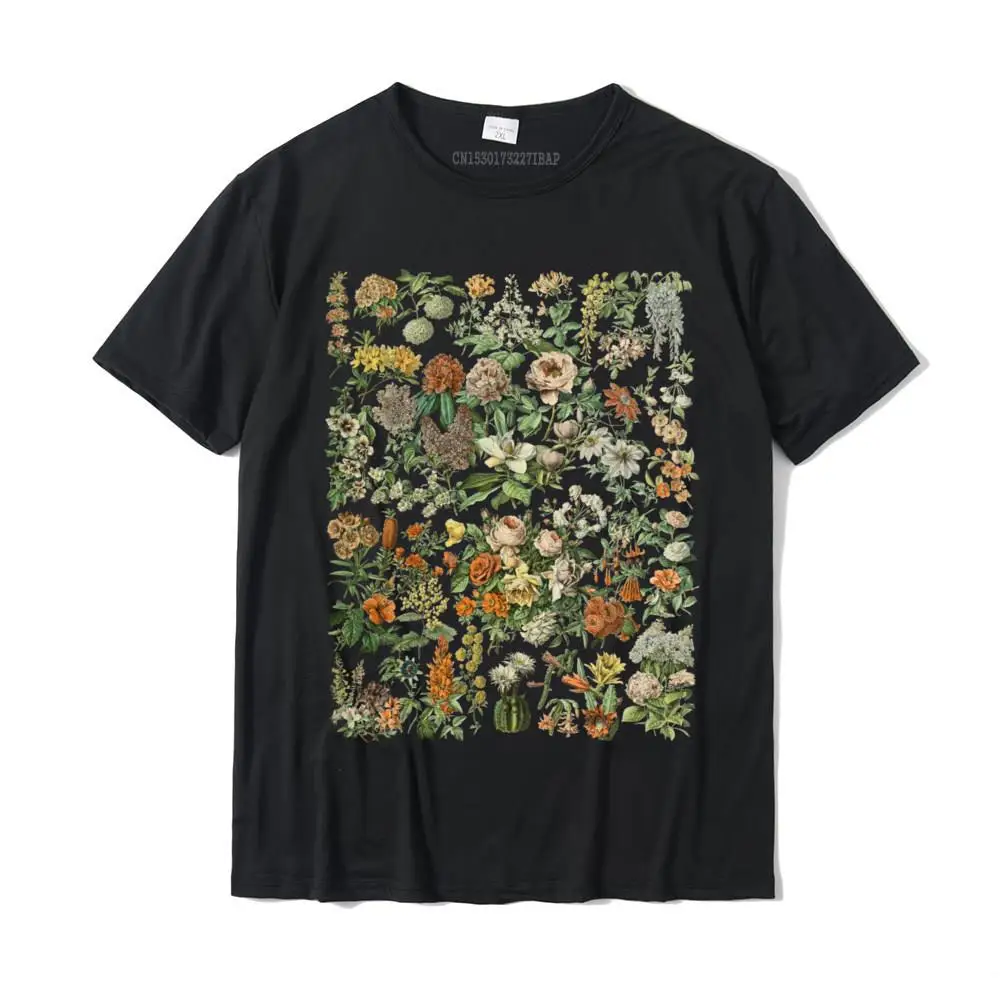 Vintage Inspired Flower Botanical Chart Second Edition T-Shirt Fashion Printed Tops Tees Cotton Tshirts for Men Street