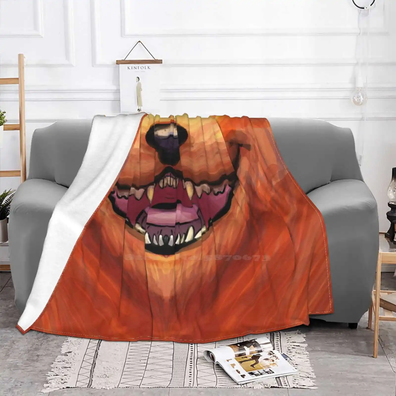 Snoot Air Conditioning Blanket Fashion Soft Blanket Animal Animal Snout Snoot Mouth Teeth Orange