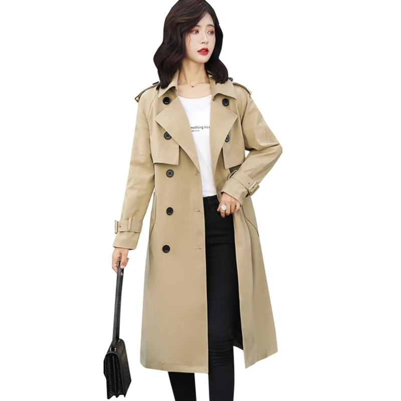 

Spring Autumn Trench Coat Slim Single Breasted Trench Coat Woman Trench Coat Long Women Windbreakers Plus Size Overcoat Femmino
