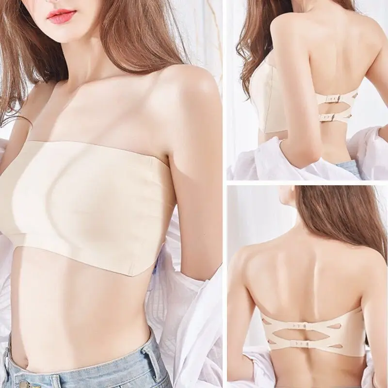 Strapless Bra Tube Top Beauty Back Female One-Size Invisible Intimates No-Rims Underwear Breathable Wrapped Chest Lingerie