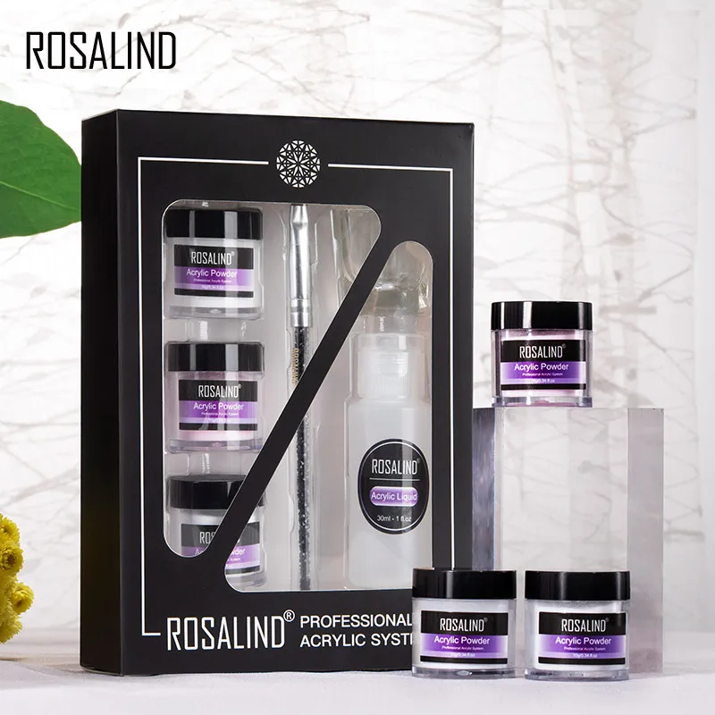 ROSALIND-polvo acrílico para extensión de uñas, Kit profesional para esculpir uñas, 3D, cristal, 10/30g, 3 colores