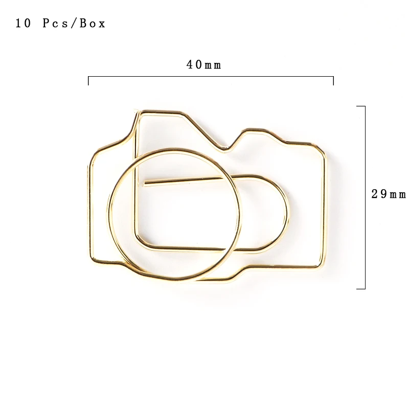 TUTU 5 pcs/pack big size gold Camera Clip Hollow Out Metal Binder Clips Notes Letter Paper Clip Office Supplies H0416