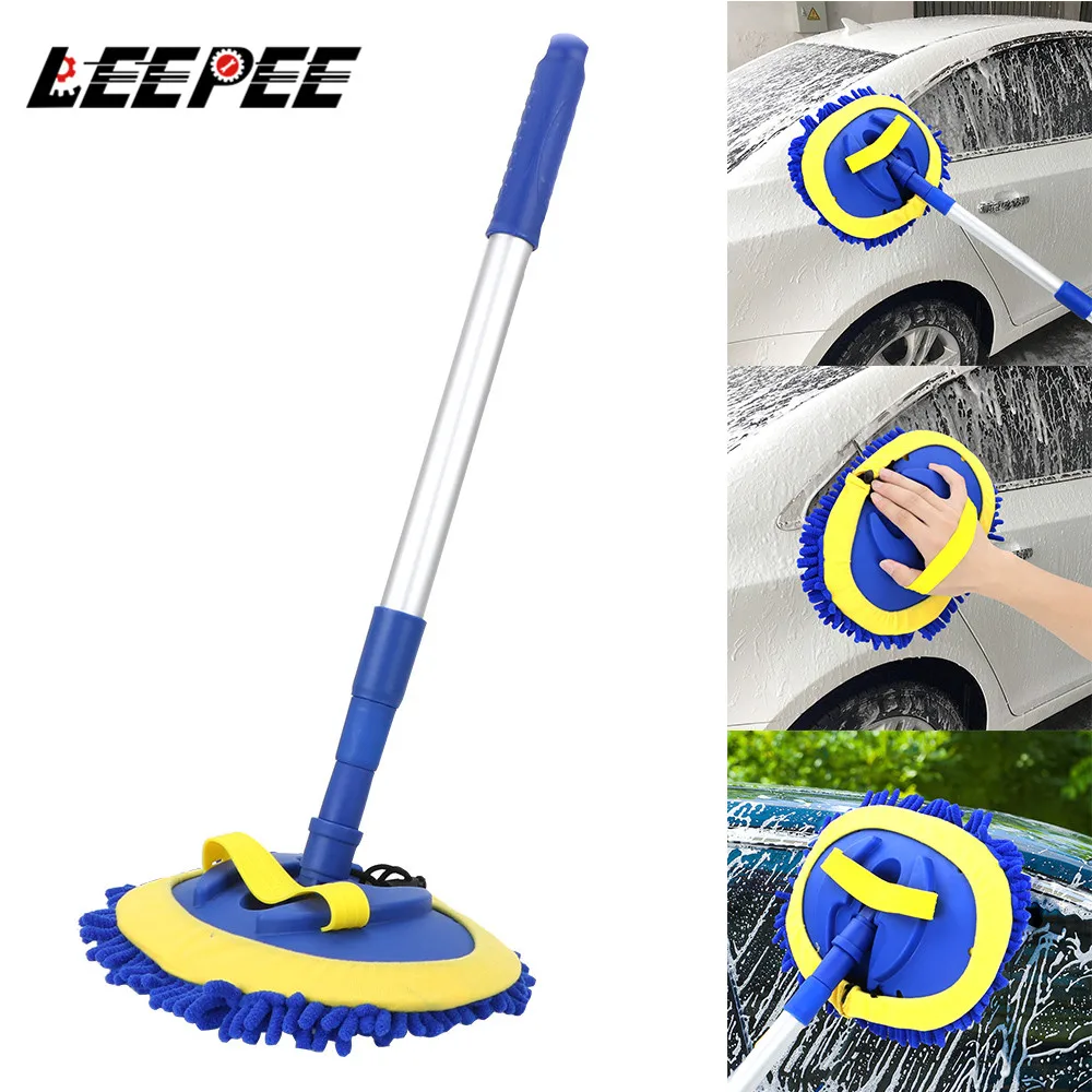 Auto wasch bürste Reinigungs werkzeuge Mopp Teleskop Waschmaschine langer Griff Chenille Besen Windschutz scheibe Dach Glas Clean Kit Autozubehör