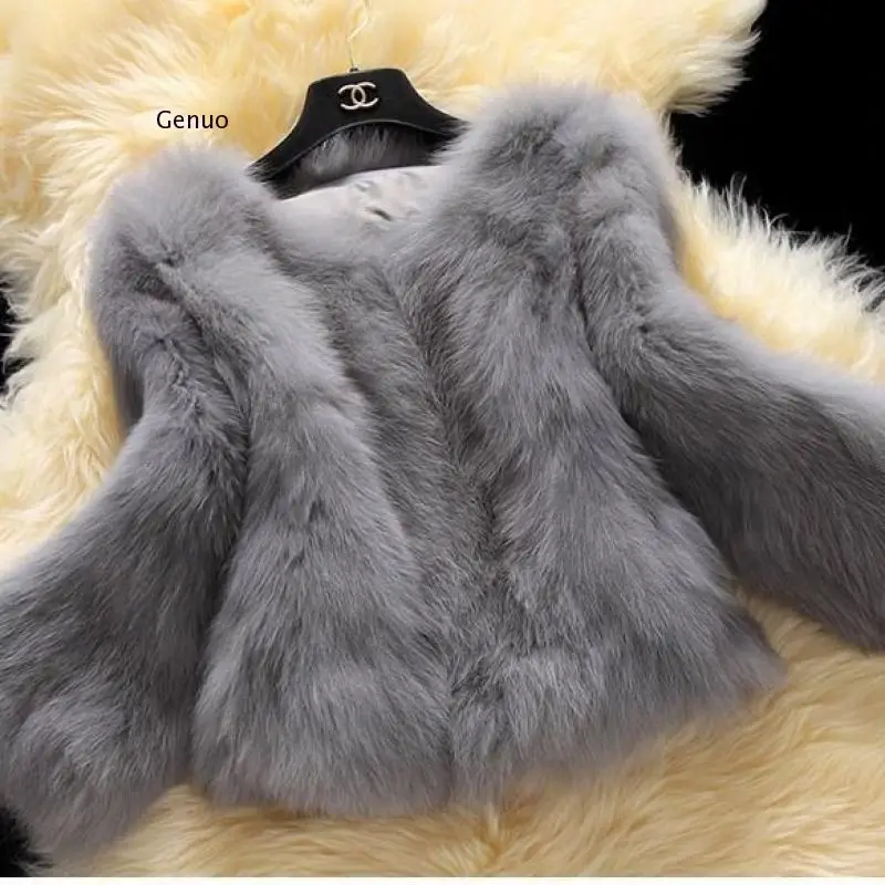 Pink Furry Fur Coat for Women White Fluffy Warm Lady Long Sleeve Female Outerwear Autumn Winter Coat Jacket Collarless Overcoat