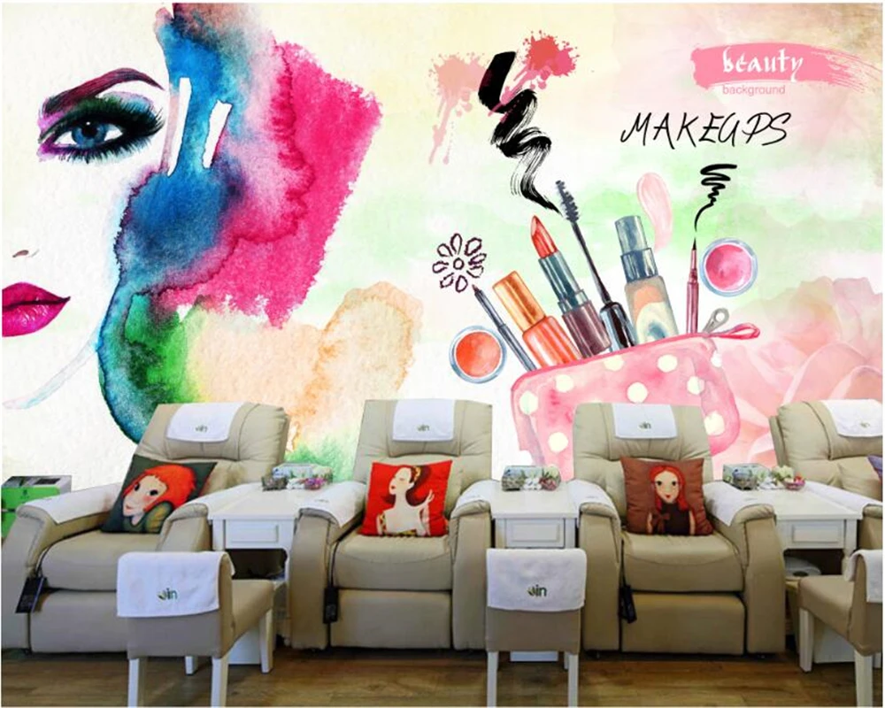 

WELLYU Senior Silk Cloth papel de parede Wallpaper Colored Nail Shop Beauty Salon Decoration Large Mural Poster Image Wall3D