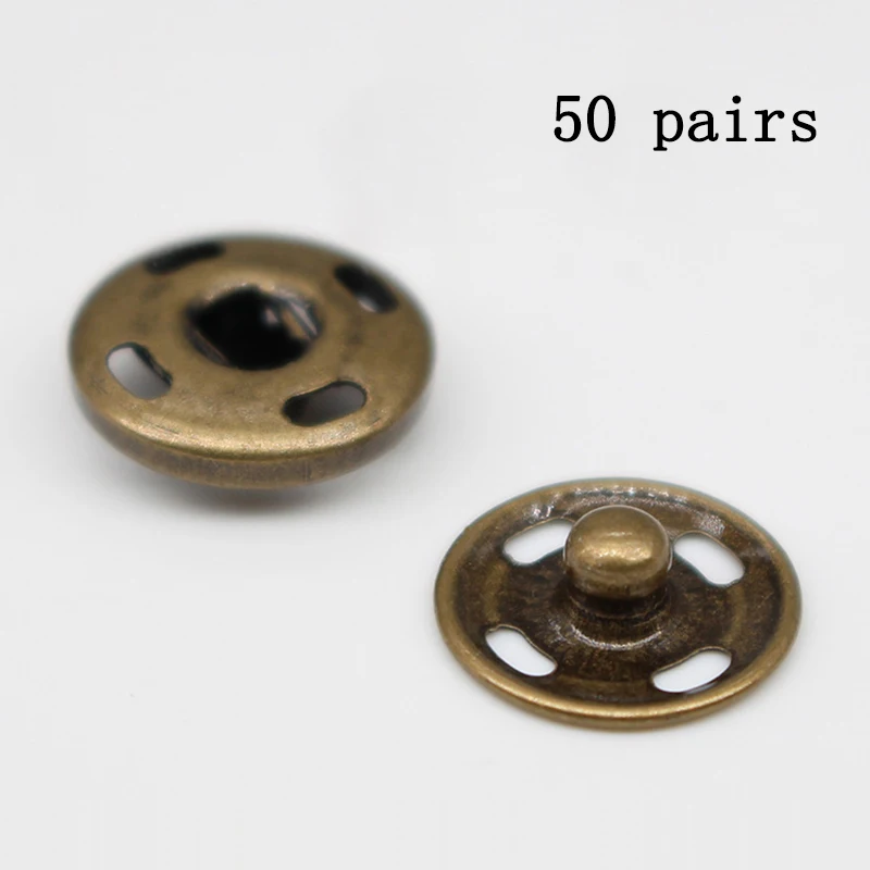 50 Pairs Snap Metal Press Buttons Fastener 7.5/10/15/21/25/30mm Round Button DIY Garment Buckles Needlework Sewing Accessories