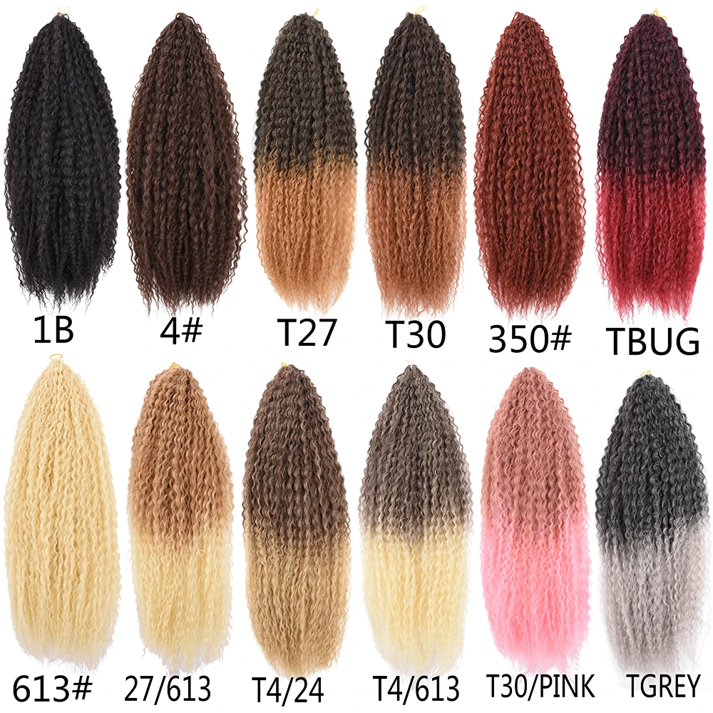 Brazilian Braids Synthetic Crochet Hair Afro Curls Braiding Hair Extensions For Women African Braided Kinky Curly Hair Ombre Red 6
