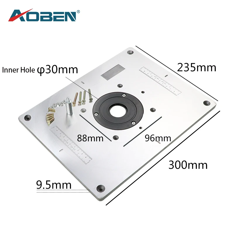 

AOBEN Multifunctional Aluminium Router Table Insert Plate for Electric Wood Milling Trimming Machine Woodworking Benches