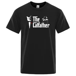 The Catfather Cat Cool Printing Man Tshirt Casual Comfortable T-Shirt Fashion Vintage Tee Shirts Oversized Casual T Shirts Men's