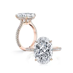 LESF Oval 8 Carat Moissanite Engagement Rings For Women 925 Sterling Silver Wedding Jewelry