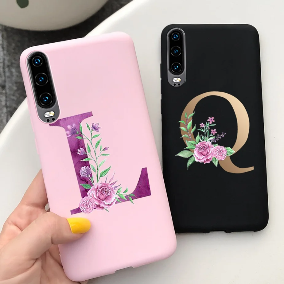 Für Huawei P30 Fall Weiche Dünne Silikon Funda Nette Buchstaben Name Telefon Fällen Huawei P30 Lite P30 Pro Zurück Abdeckung stoßfest Stoßstange
