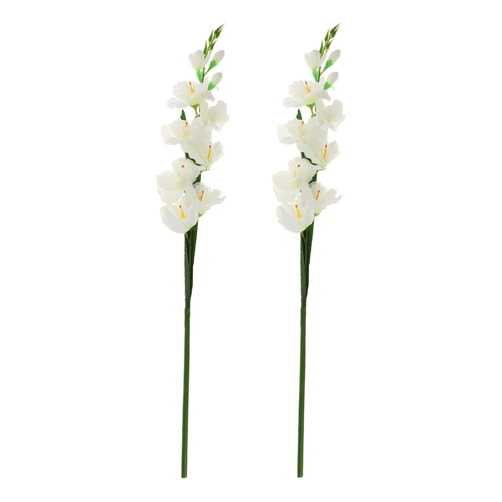 2pcs Artificial Flowers Silk Gladiolus Flowers with Stem for Flower Arrangement Wedding Home DIY Decor