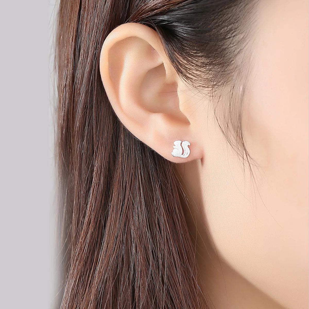 PAG & MAG S925 pure silver earrings Japanese and Korean fashion cute creative animal squirrel berry girl Earrings