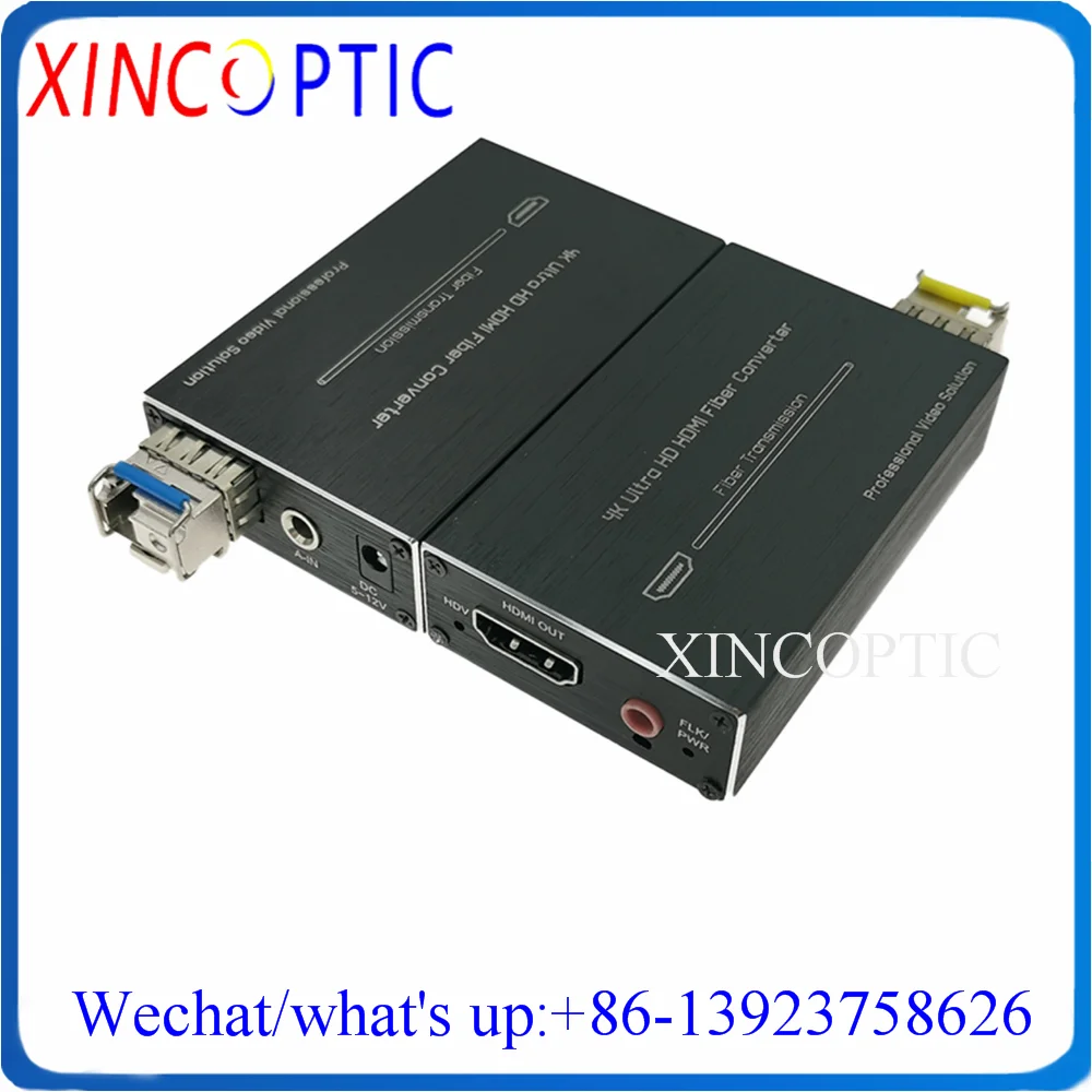 Micro Mini 4K HDMI Fiber Extender, 2K Over SM Single 40KM LC Fibre Converter with External Stereo Audio Optic Transceiver