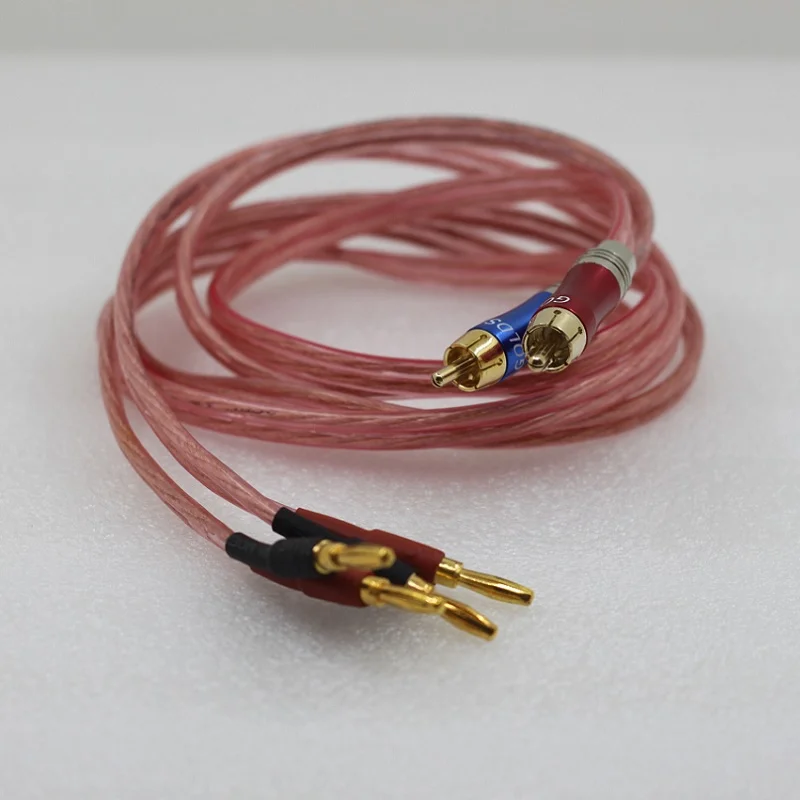 Lotus 1 Piar Audio Plug One Point Two RCA to 2 Banana Head Conversion Cable Speaker Wire Hifi Home Line