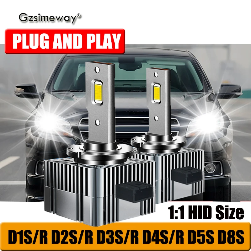 

2PCS D1S D1R LED Canbus D2S D2R D3S D3R D4S D4R D5S D8S Car Headlight Bulbs 70W 30000LM to Replace HID Conversion Auto Lamps 12V