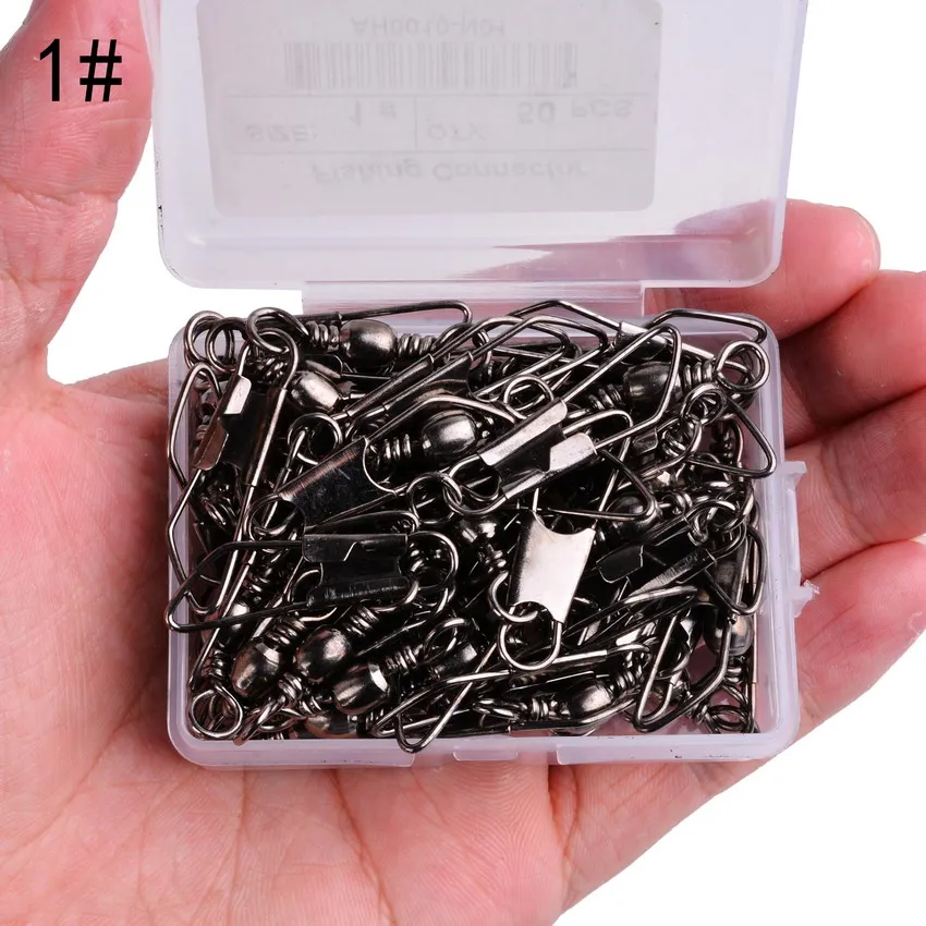 50Pcs/ Box Brass Barrel Fishing Swivel Solid Rings Fishing Pin Line Connector Fishhook with Interlock Snap Swivels Tackle Tool