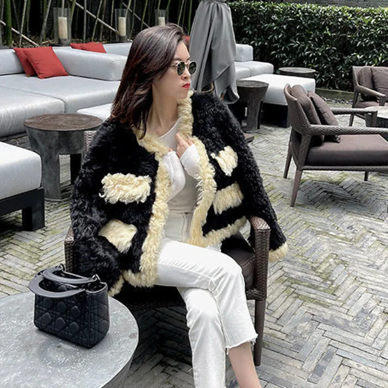 2021 New Winter Lambwool Shirling Furry Jacket Women Double-faced Fur Coat Ladies Fashion Quality Warm Elegant Overcoat