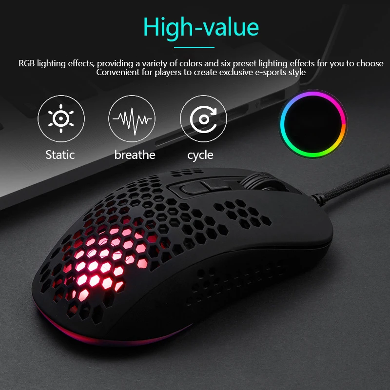 383 hole mouse gaming lightweight wired USB external hollow gaming mouse can be macro programmed