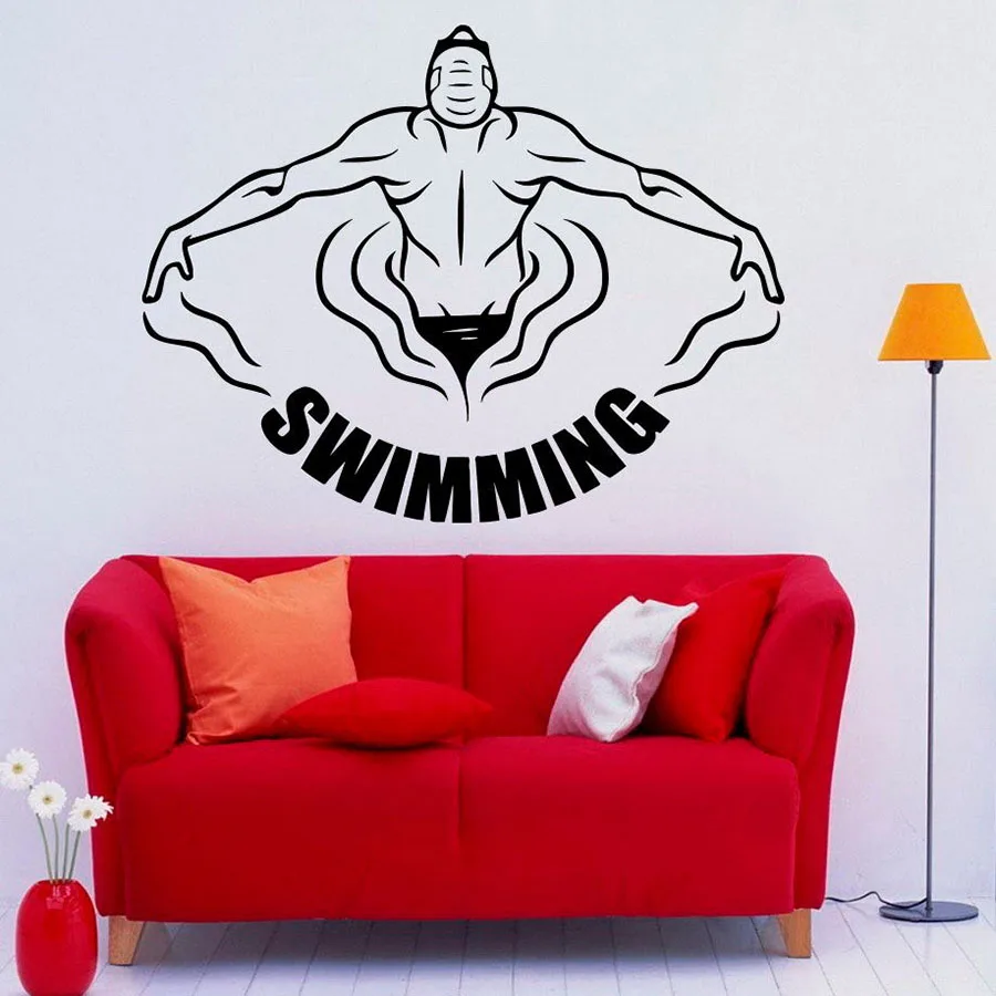 Swimming Wall Decal Watersports Exercise Vinyl Window Stickers Bedroom Swim Pool Art Interior Decor Waterproof Wallpaper Q827