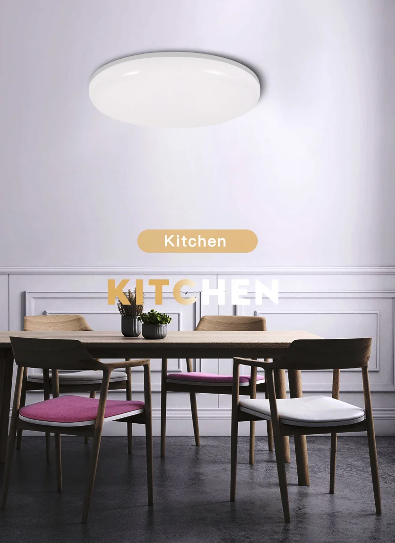 220V LED Ceiling Lights 3 Colors Change Bedroom Lamp Panel LED Indoor Lighting for Home Bathroom Dustproof LED Ceiling Lamp