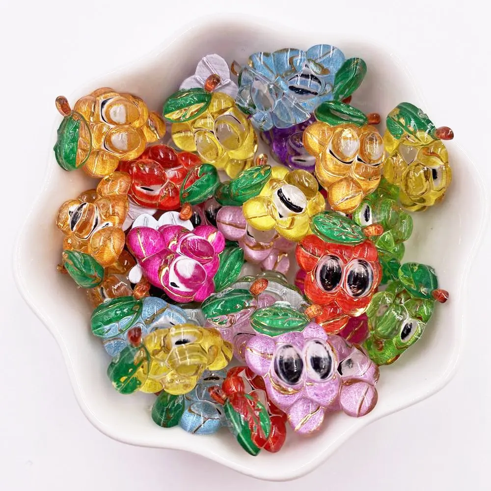 10PCS Resin Kawaii Colorful Crystal Grape Flatback Rhinestone Figurine Scrapbook DIY Decor Home Accessories Crafts SH914