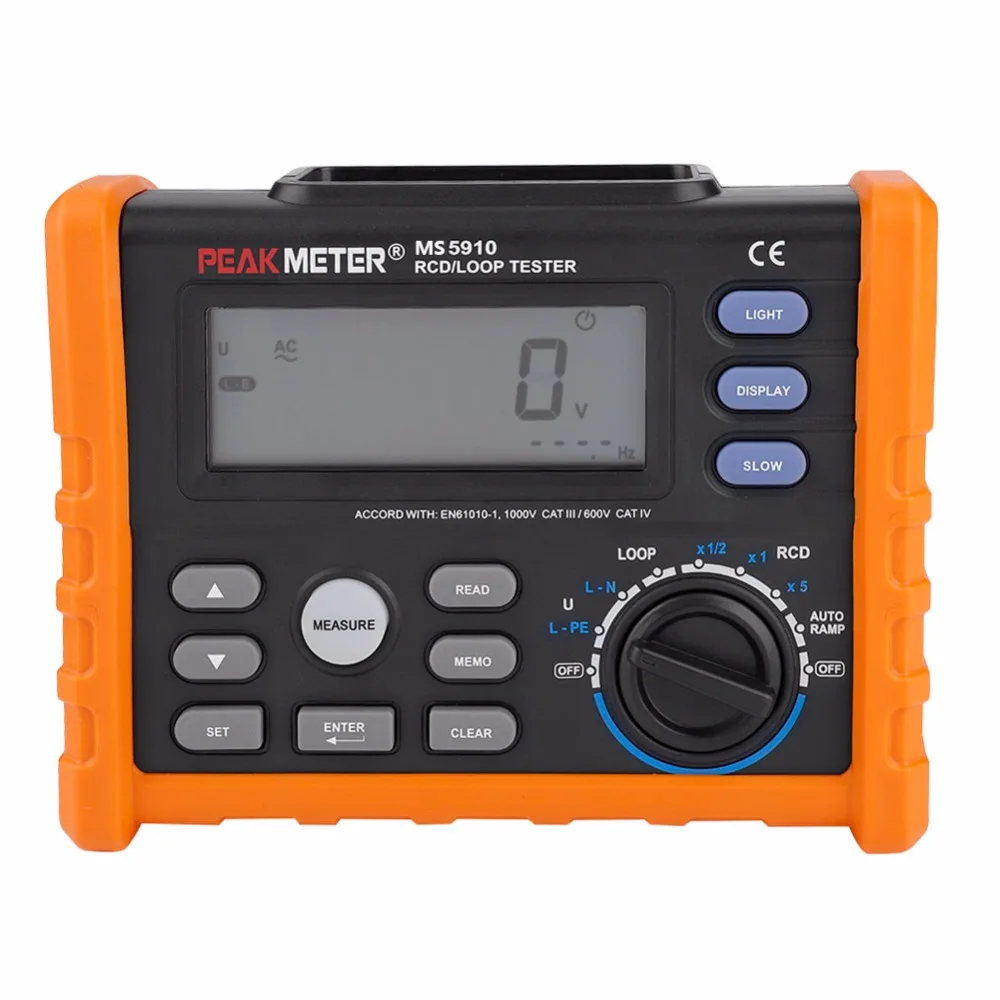 Peakmeter-loop Resistência Tester Vazamento Switch Tester Teste Rcd Ferramentas Eletricista Reparador Ms5910