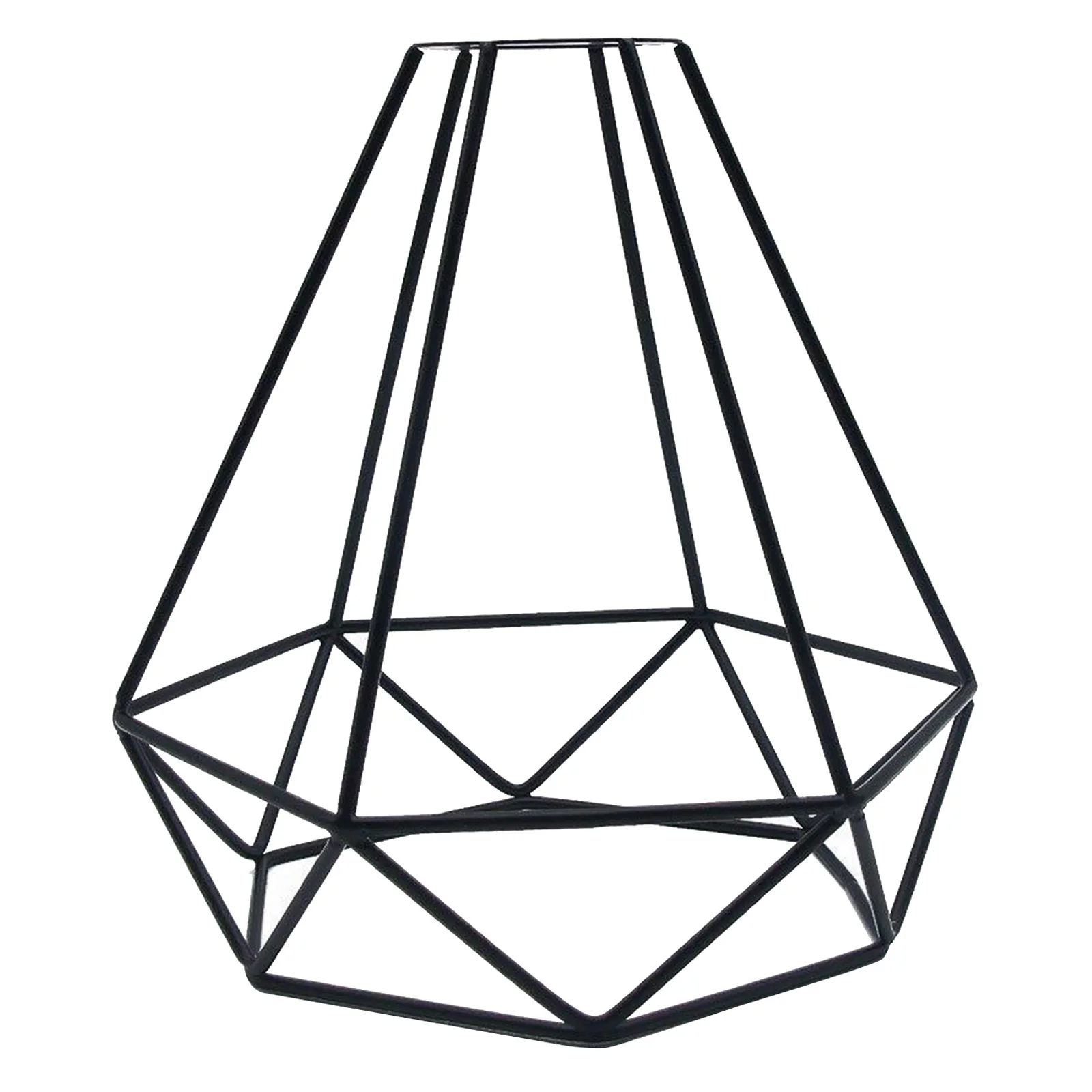 Lampshade Only Retro Metal Wire Cage Diamond Shaped Hanging Pendant Light Shade Chandelier Lamp Cover Without Bulb