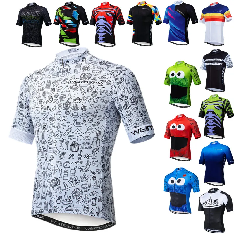 

Weimostar Summer Printed Cycling Jersey Men Short Sleeve Bike Jersey Shirt Mountain Bicycle Clothing Top Breathable Cycling Wear