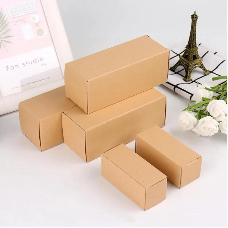 Brown Kraft Paper Box, Small Candy Box, Handmade Soap Packing Boxes, Essential Oil Bottle Packaging, Multi Size, 30Pcs/Lot