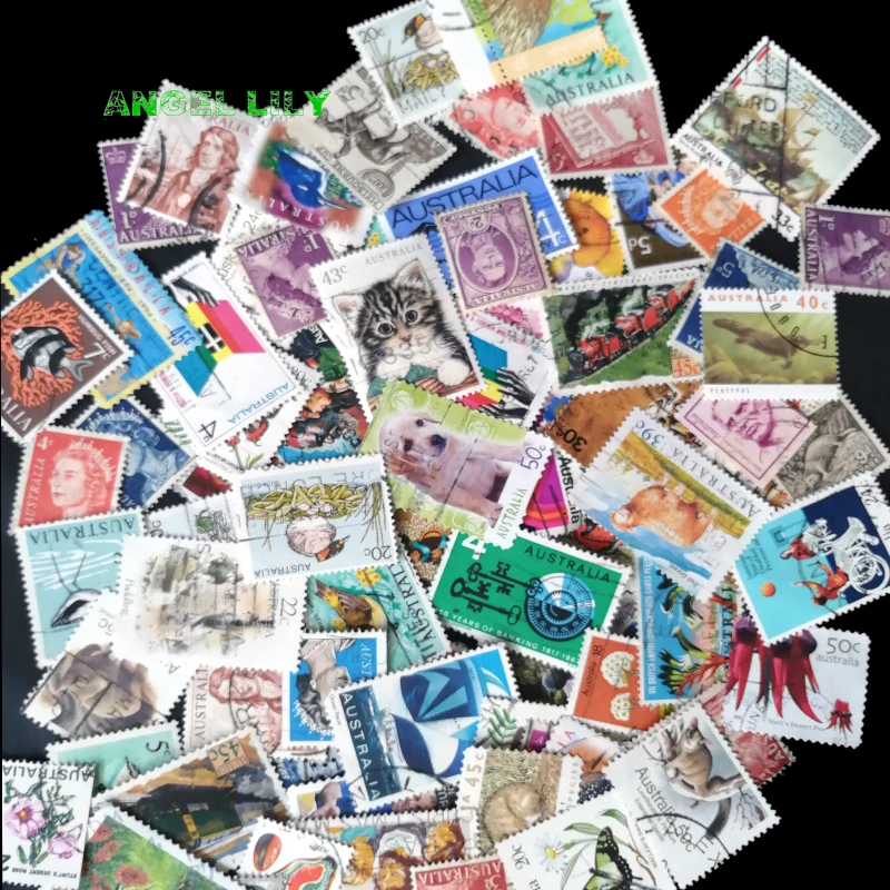 50 PCS All Different Australia Random  Postage Stamps With Post Mark For Collecting A0320