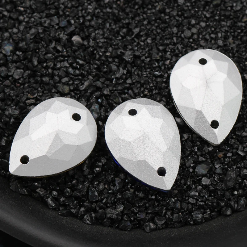 10x14mm 13x18mm 20 pcs Teardrop Crystal Glass Sew On Stone Pointback Droplet 2 Holes Mulit Sewing Rhinestone For Garment