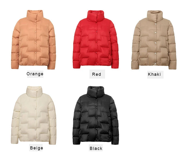 Schinteon Women Light Down Jacket Simple Casual Solid Color Stand Collar Short Outwear Autumn Coat Female New 2023 Fashion
