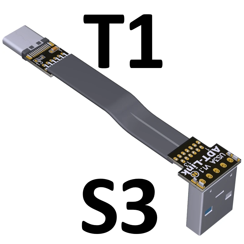 USB Type-C Ribbon Cable Flat EMI shielding FPC Cable USB 3.0 Type C 90 degree Angle Connector up downward 5cm-3m USB 3.1