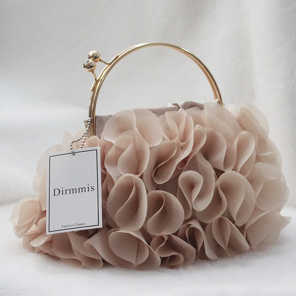 New Fashion Brand Handbags Women Flower Cute Bag Solid Luxury Champagne Bags Floral Bride Totes Cute Trendy Casual Day Clutch