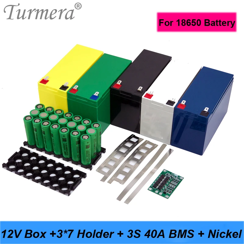 Turmera 12V 3S 7P Li-ion Battery Case Box 3*7 18650 Holder 3S 40A BMS with Welding Nickel for Motorcycle Replace Lead-Acid Use