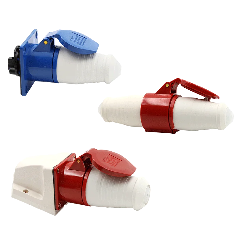 1PCS Industrial plug 16A socket exposed and concealed 3-phase 4-wire 32a 5 core butt waterproof aviation plug 380V