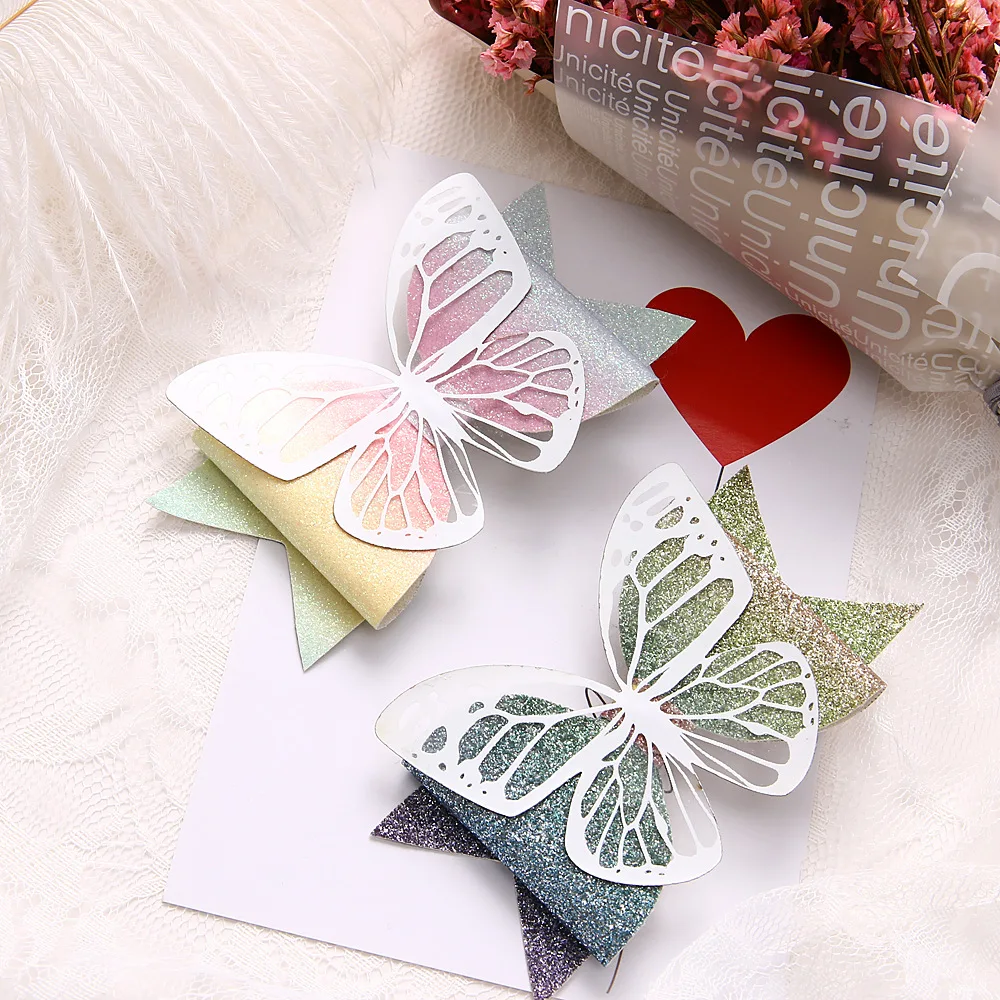 

3.5inch Angel Wing Princess Hairgrips Glitter Hair Bows with Clip Dance Party Bow Hair Clip Girls Hairpin Hair Accessories