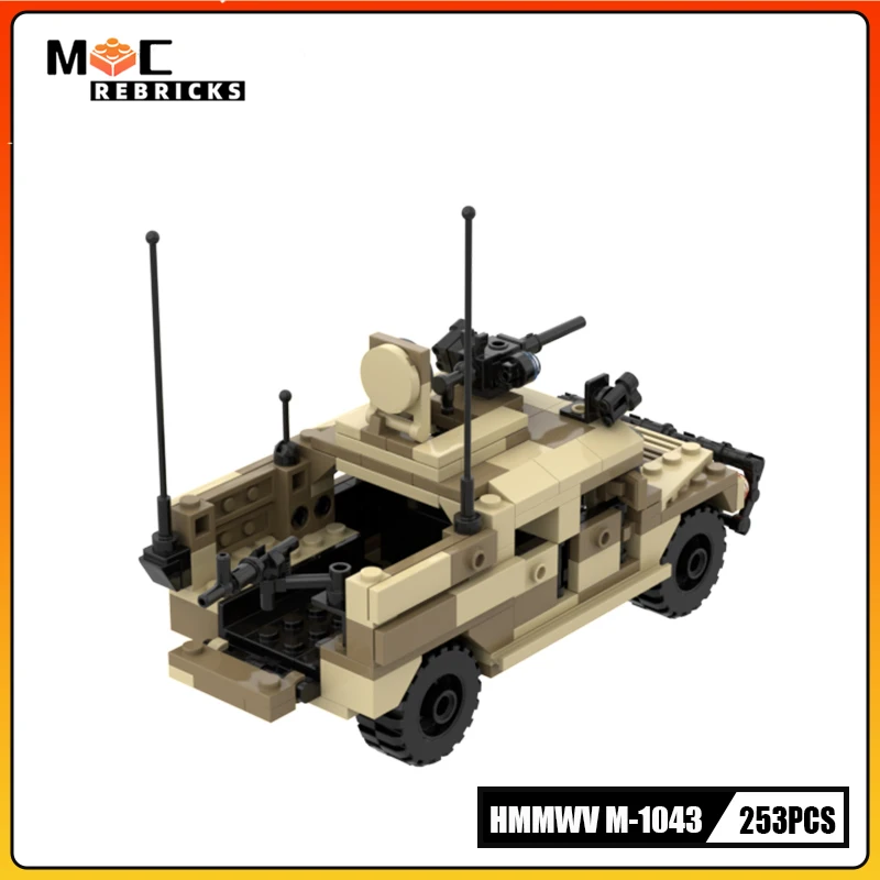 

Строительный блок MOC, военная машина Hummer M-1043, бронированный спецназ, модель автомобиля спецназа, оригинальные кирпичи, игрушка для мальчика, рождественский подарок