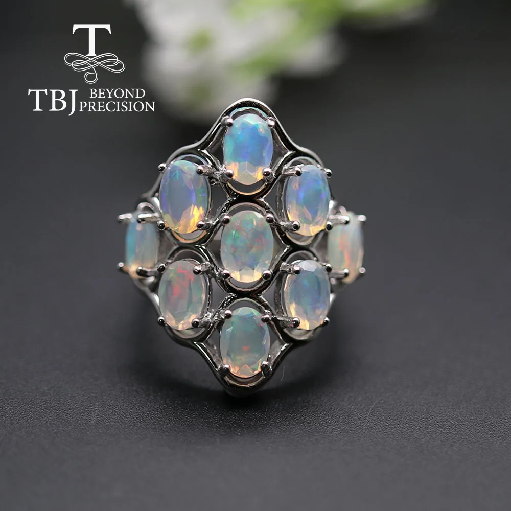 

Big colorful Opal women Ring natural Gemstones fine jewelry 925 sterling silver for women anniversary party gift tbj promotion