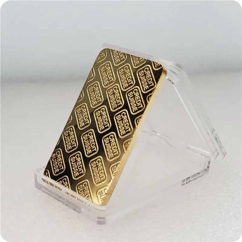 Replica 24ct Gold Plated CREDIT Layered Bullion Bar Switzerland Credit Bullion Bar Modern Art Commemorative Coin Collect