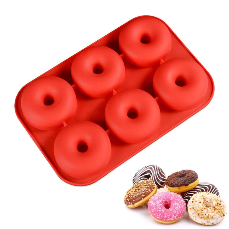 

6-Cavity 3D Large Silicone Donut Baking Pan Non-Stick Round Cake Mold Donut Mold for Biscuit Bagel pastry Bakeware Baking Tools