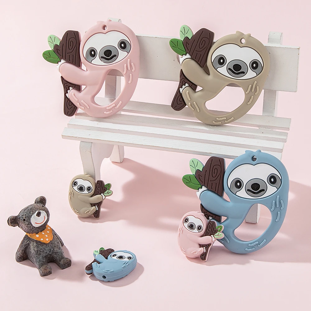 TYRY.HU Silicone Teethers Baby Cute Cartoon Sloth/Hot Air Balloon/Baseball Shape Baby Teether Dummy Cartoon For Pacifier Chains